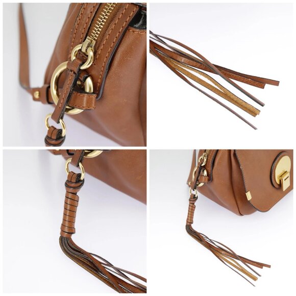 Auth Chloe Indy Shoulder Bag Leather Brown Gold - Picture 12 of 15